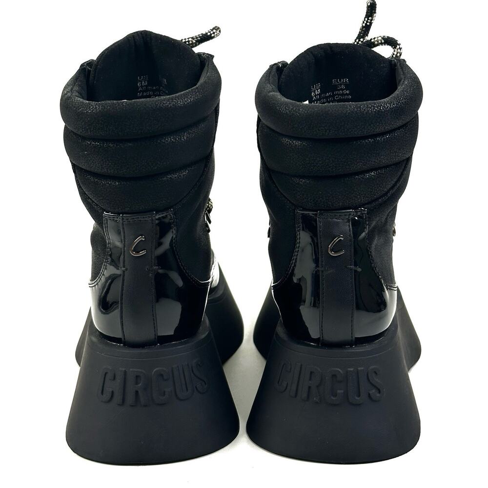 Circus NY by Sam Edelman Gail Black Lace-up Hiker Platform Boots Womens 6M New - Picture 4 of 13